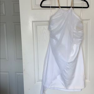 White Gold chain halter dress.